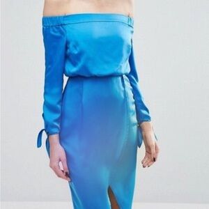 Lavish Alice Off-Shoulder Blue Dress